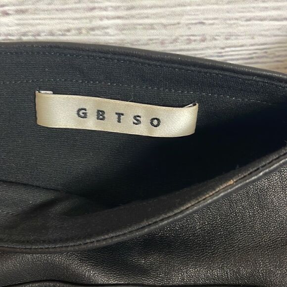 GBTSO Revolve Skirt Womens Sz 0 lambskin Genuine leather Lycra Mini Pencil Black - Picture 6 of 8